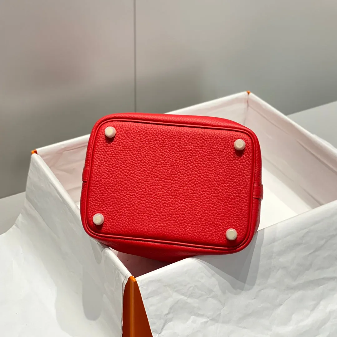 picotin lock red togo leather gold hardware