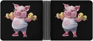 Piggy Weightlifting Fitness Funny Men's Slim Bifold Wallet with Multiple Card Slots Front Pocket Purse