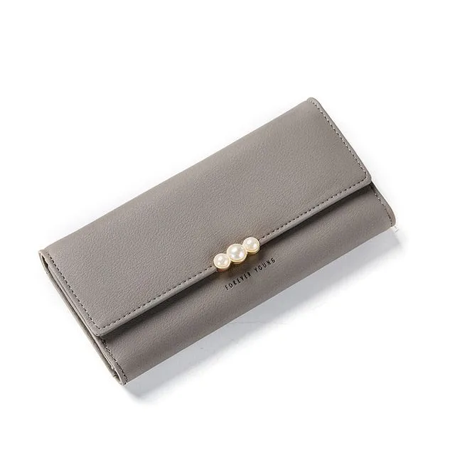 Pink Leather Wallet With Pearls