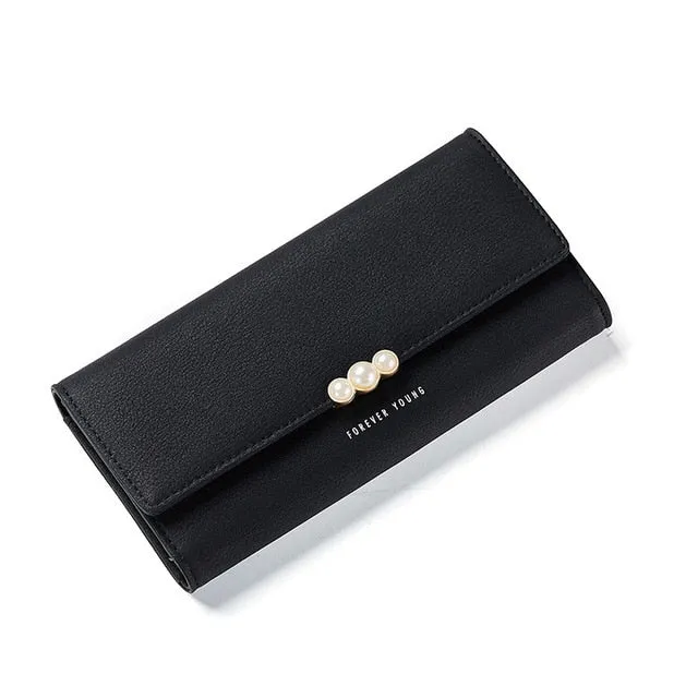 Pink Leather Wallet With Pearls