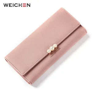 Pink Leather Wallet With Pearls