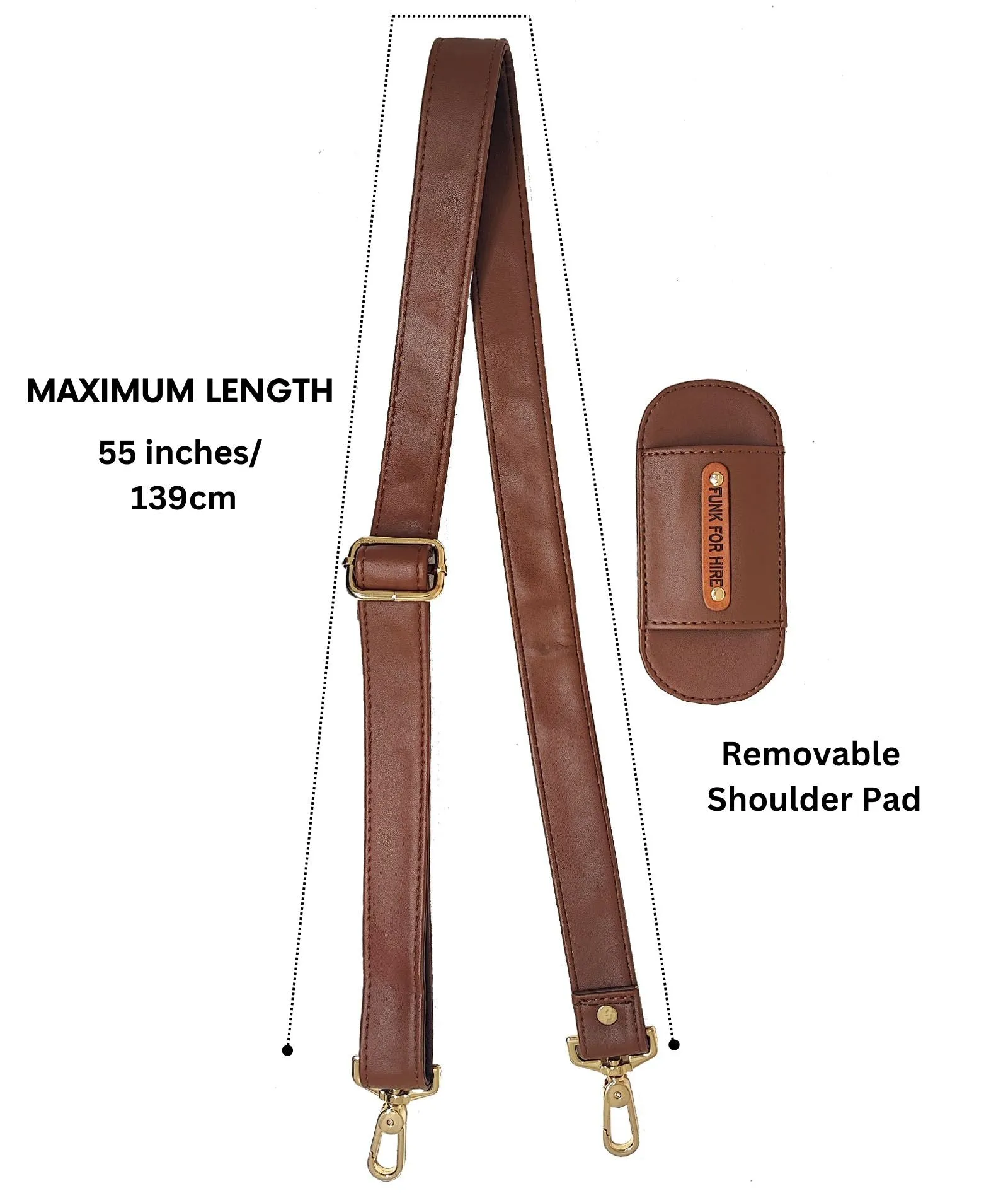 Plain Brown Adjustable Replacement Strap With Shoulder Pad