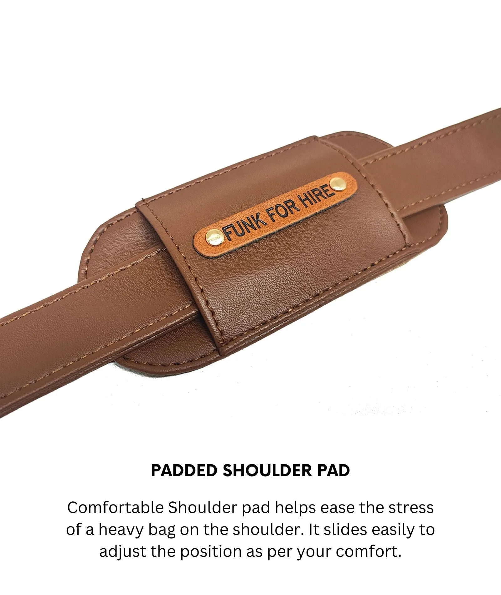 Plain Brown Adjustable Replacement Strap With Shoulder Pad