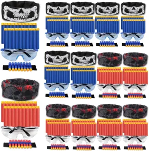POKONBOY Compatible with Nerf Party Supplies - 16 Sets Gun Accessories for Boys - Tactical Glasses, Face Mask, Wrist Bands, Darts, and More