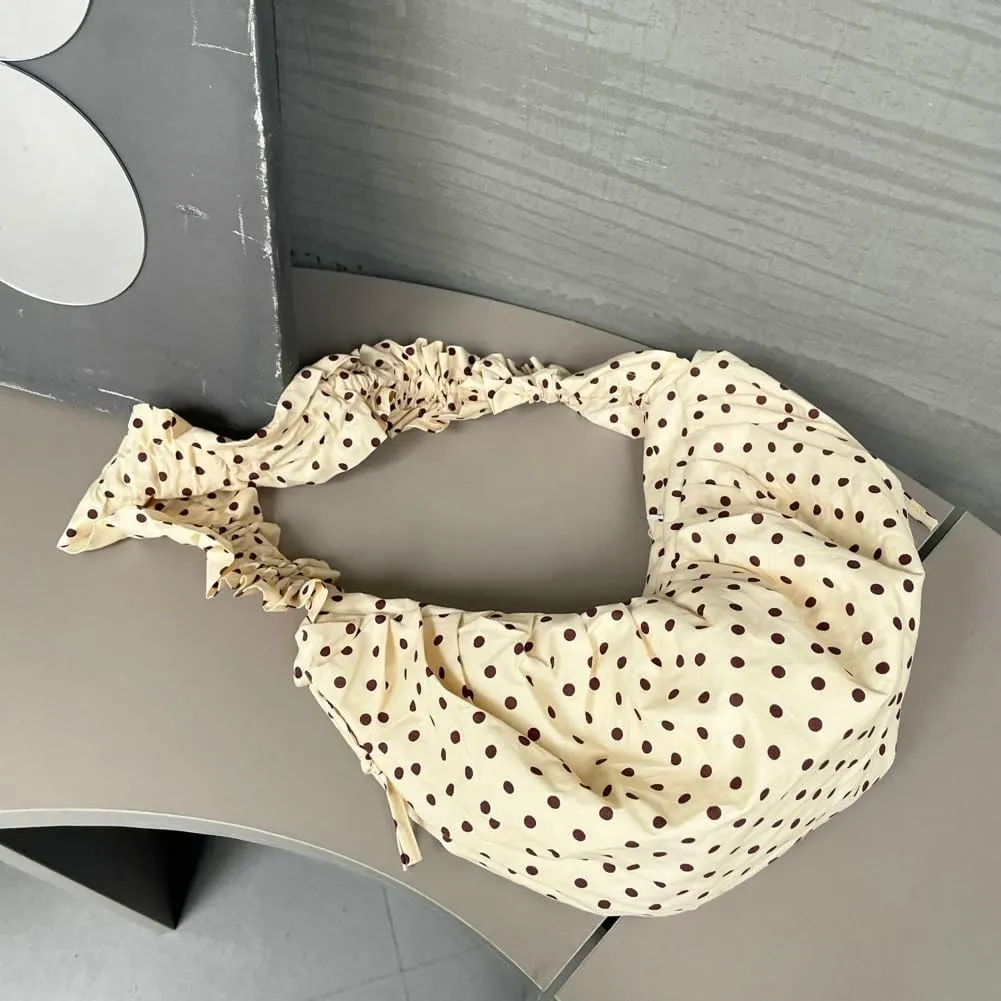 Polka Dot Crossbody Bags for Women Floppy Korean Style Purse Soft Dumpling Bag Shoulder Bag Hobo Bag with Adjustable Strap
