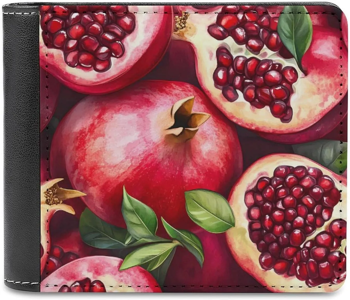 Pomegranates Bifold Wallet for Men Personalized Print Leather Wallets Purse Funny Money Clip Gifts