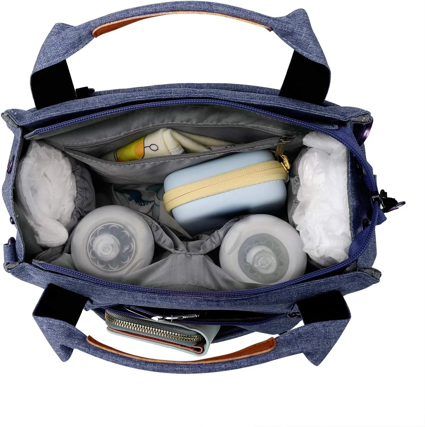 Pomelo Best Baby Diaper Bag Backpack, Large Capacity Multifunction Travel Pack with Waterproof Changing Pad, stroller hook with velcro, insulated bottle holder, utensil pocket, Dark Blue