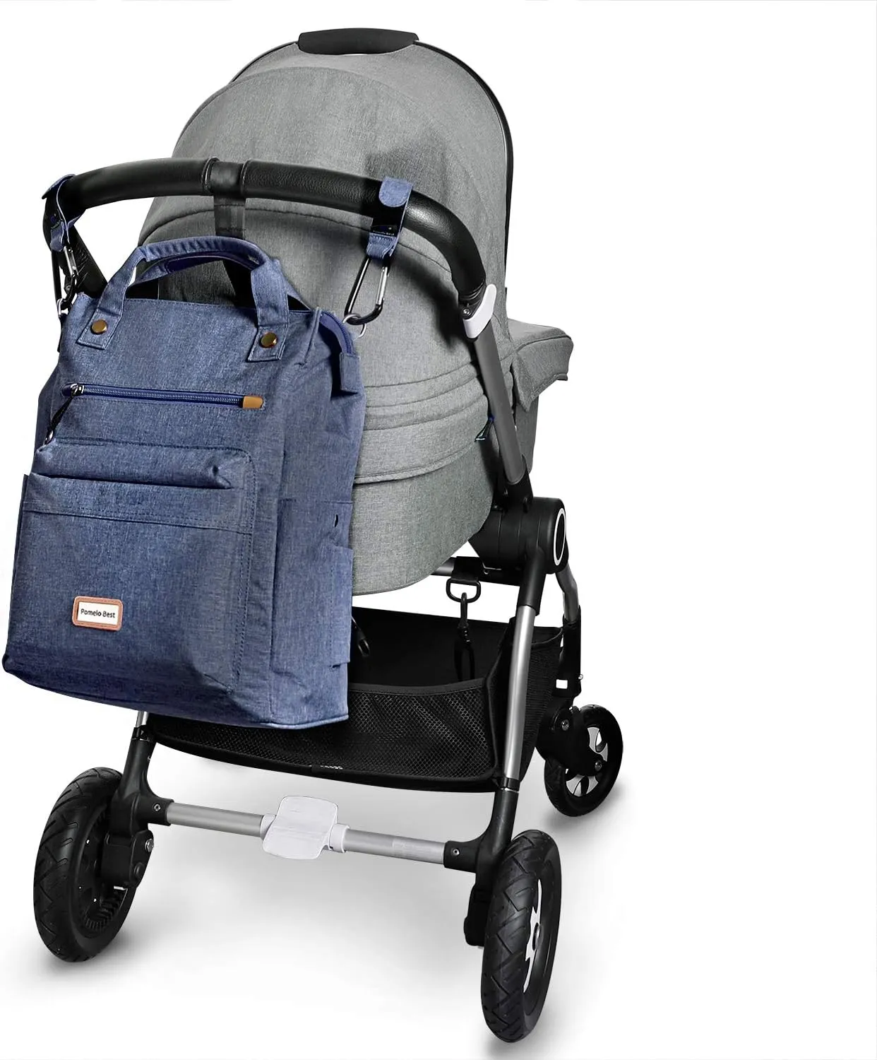 Pomelo Best Baby Diaper Bag Backpack, Large Capacity Multifunction Travel Pack with Waterproof Changing Pad, stroller hook with velcro, insulated bottle holder, utensil pocket, Dark Blue