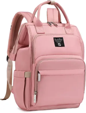 Pomelo Best Diaper Bag Backpack Stylish Waterproof Multifunctional Large Baby Bag with Changing Mat and Stroller Straps (Pink‌)