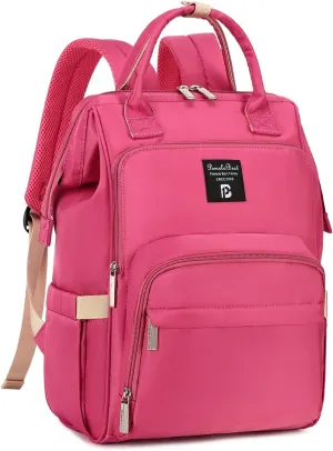 Pomelo Best Diaper Bag Backpack Stylish Waterproof Multifunctional Large Baby Bag with Changing Mat and Stroller Straps (Rosy Red)