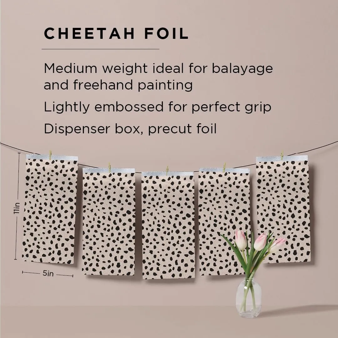 Pop Up Hair Foils, Cheetah Print Pattern, Cosmetology Supplies, Hairstylist Essentials, Ideal for Highlighting and Coloring, Precut, 5" x 11", 500 Foil Sheets