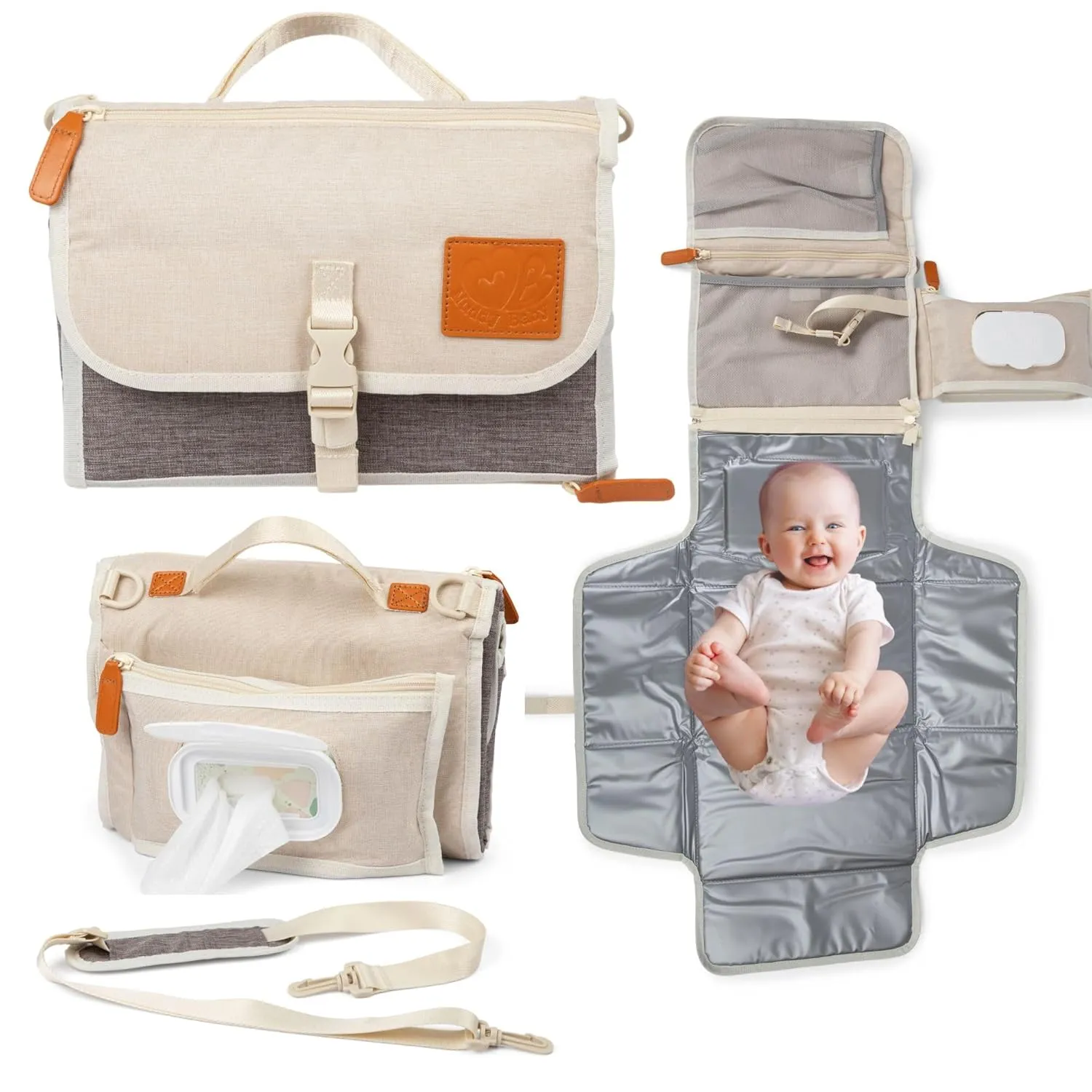 Portable Diaper Changing Pad for Baby - Extra Long 26" Baby Changing Pad with Smart Wipes Pocket - Easy to Clean, Waterproof Folding Diaper Pads - Excellent Babies Shower/Registry Gifts