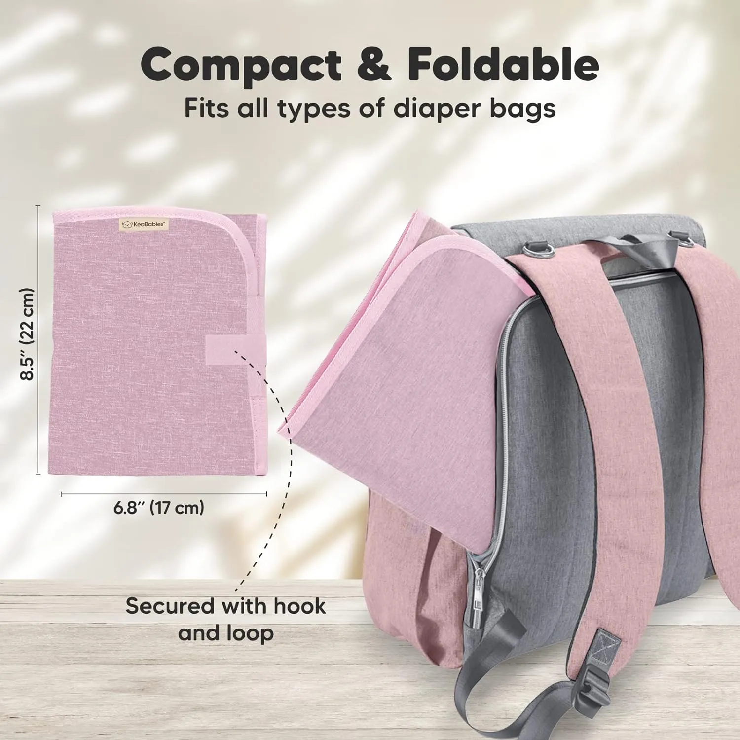 Portable Diaper Changing Pad - Waterproof Foldable Baby Changing Mat - Travel Diaper Change Mat - Lightweight Changing Pads for Baby - Baby Changer - Machine Washable (Sweet Pink)