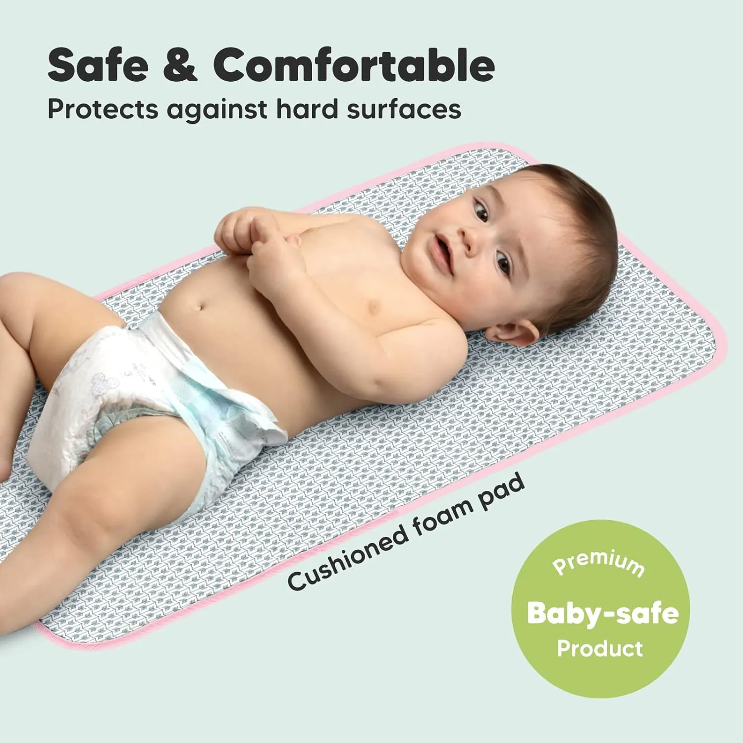 Portable Diaper Changing Pad - Waterproof Foldable Baby Changing Mat - Travel Diaper Change Mat - Lightweight Changing Pads for Baby - Baby Changer - Machine Washable (Sweet Pink)