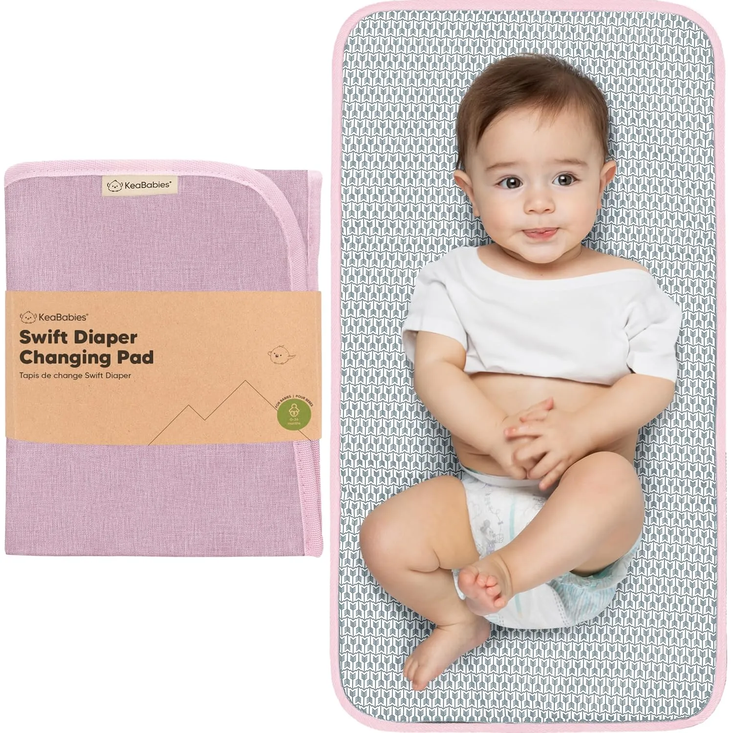Portable Diaper Changing Pad - Waterproof Foldable Baby Changing Mat - Travel Diaper Change Mat - Lightweight Changing Pads for Baby - Baby Changer - Machine Washable (Sweet Pink)