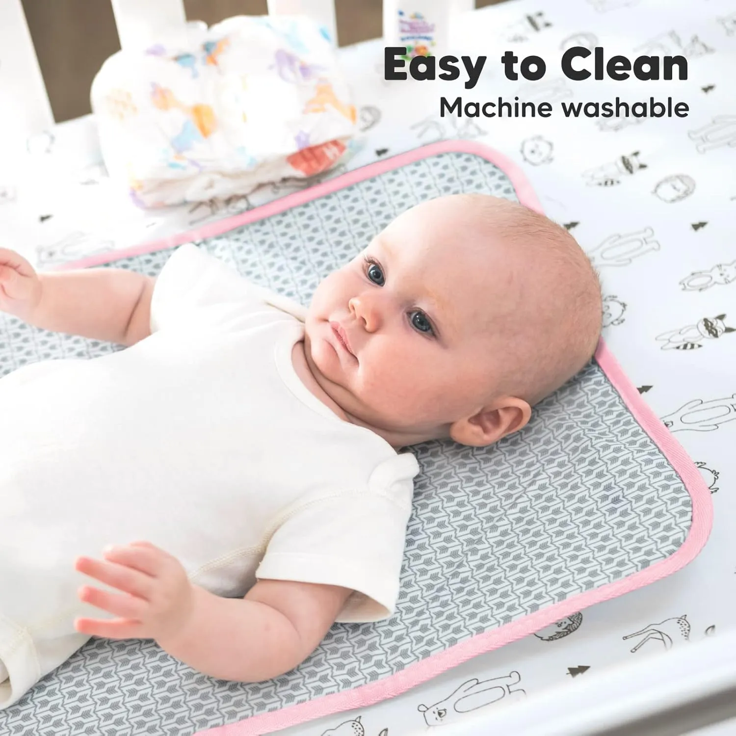 Portable Diaper Changing Pad - Waterproof Foldable Baby Changing Mat - Travel Diaper Change Mat - Lightweight Changing Pads for Baby - Baby Changer - Machine Washable (Sweet Pink)