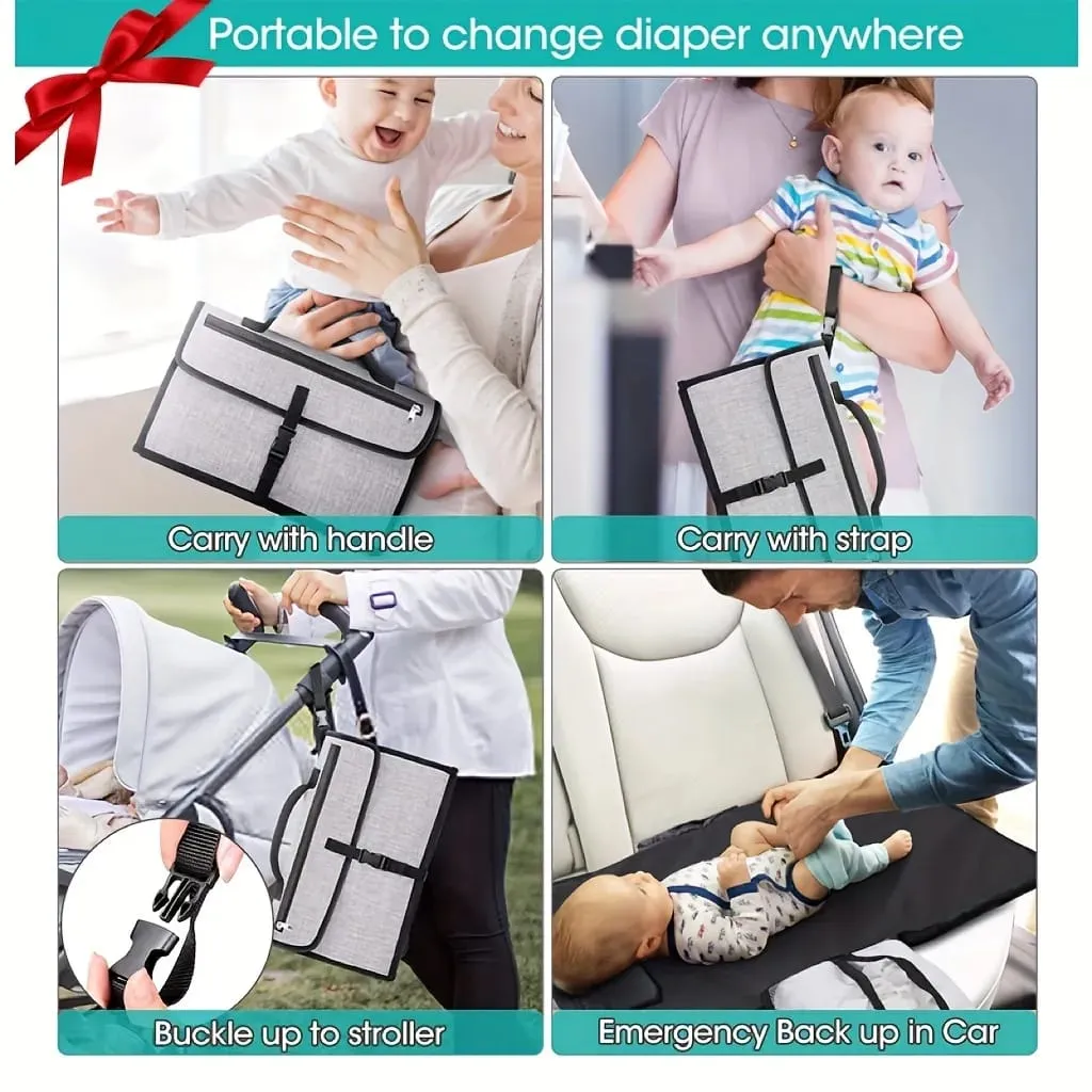 Portable Diaper Changing Travel Mat Bag, Large Capacity Baby Nursing Bag, Baby Diaper Bag