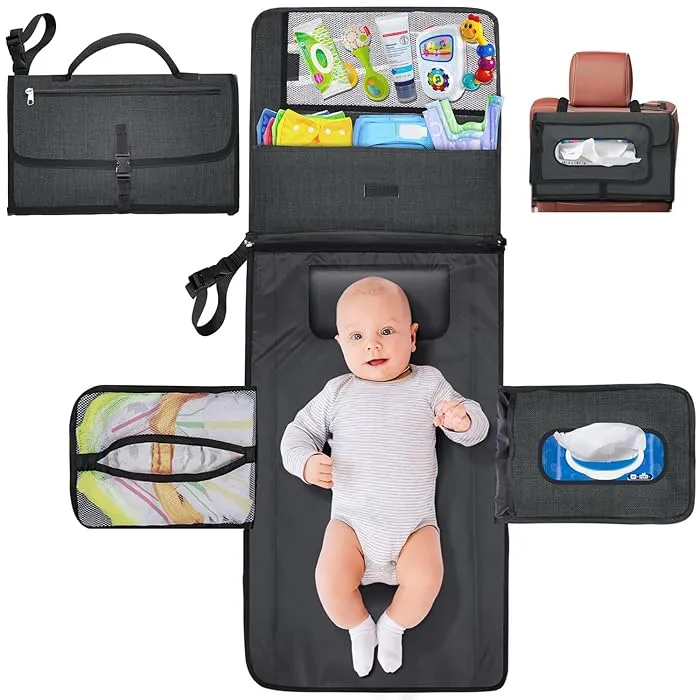 Portable Diaper Changing Travel Mat Bag, Large Capacity Baby Nursing Bag, Baby Diaper Bag