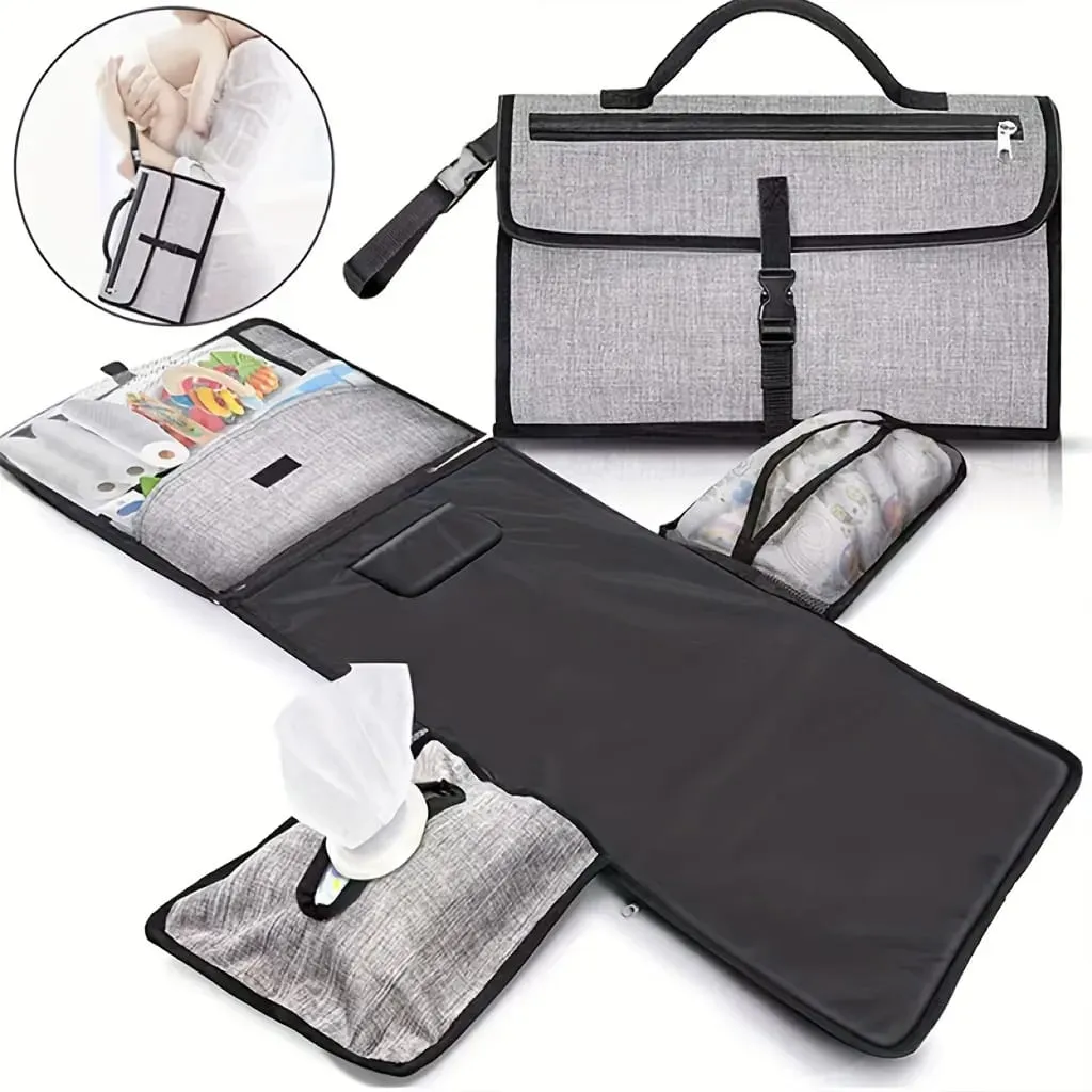 Portable Diaper Changing Travel Mat Bag, Large Capacity Baby Nursing Bag, Baby Diaper Bag