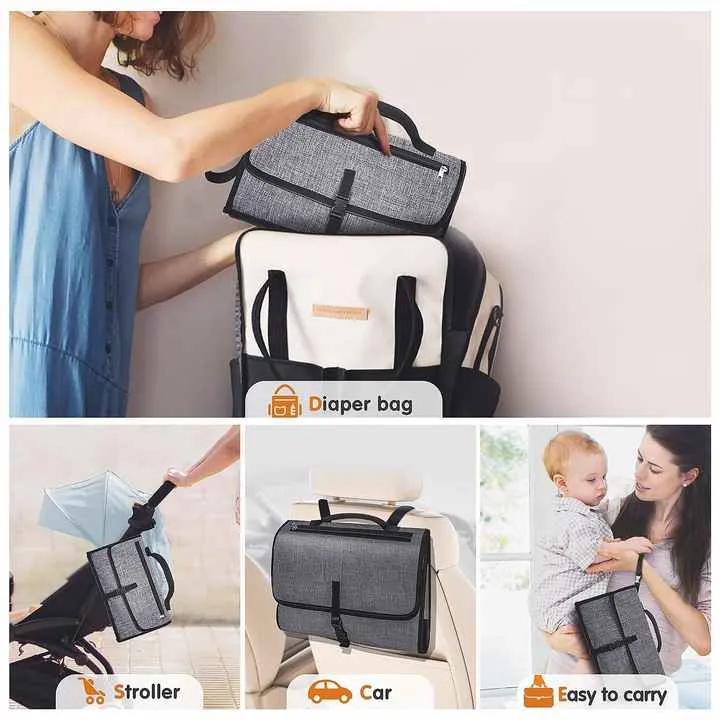 Portable Diaper Changing Travel Mat Bag, Large Capacity Baby Nursing Bag, Baby Diaper Bag