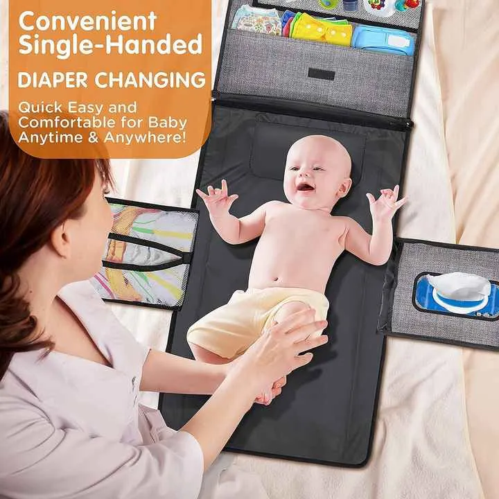 Portable Diaper Changing Travel Mat Bag, Large Capacity Baby Nursing Bag, Baby Diaper Bag