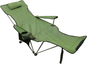 Portable Folding Chair Camping Lounge Chair Portable Reclining Camping Chair Folding Seat with Footrest with Headrest Storage Bag Adjustable Folding Chair(Green)
