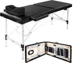 Portable Lash Bed for Lash Extensions Massage Table Esthetician Bed Salon Table Spa Bed Height Adjustable Waterproof Aluminum Frame (Black)