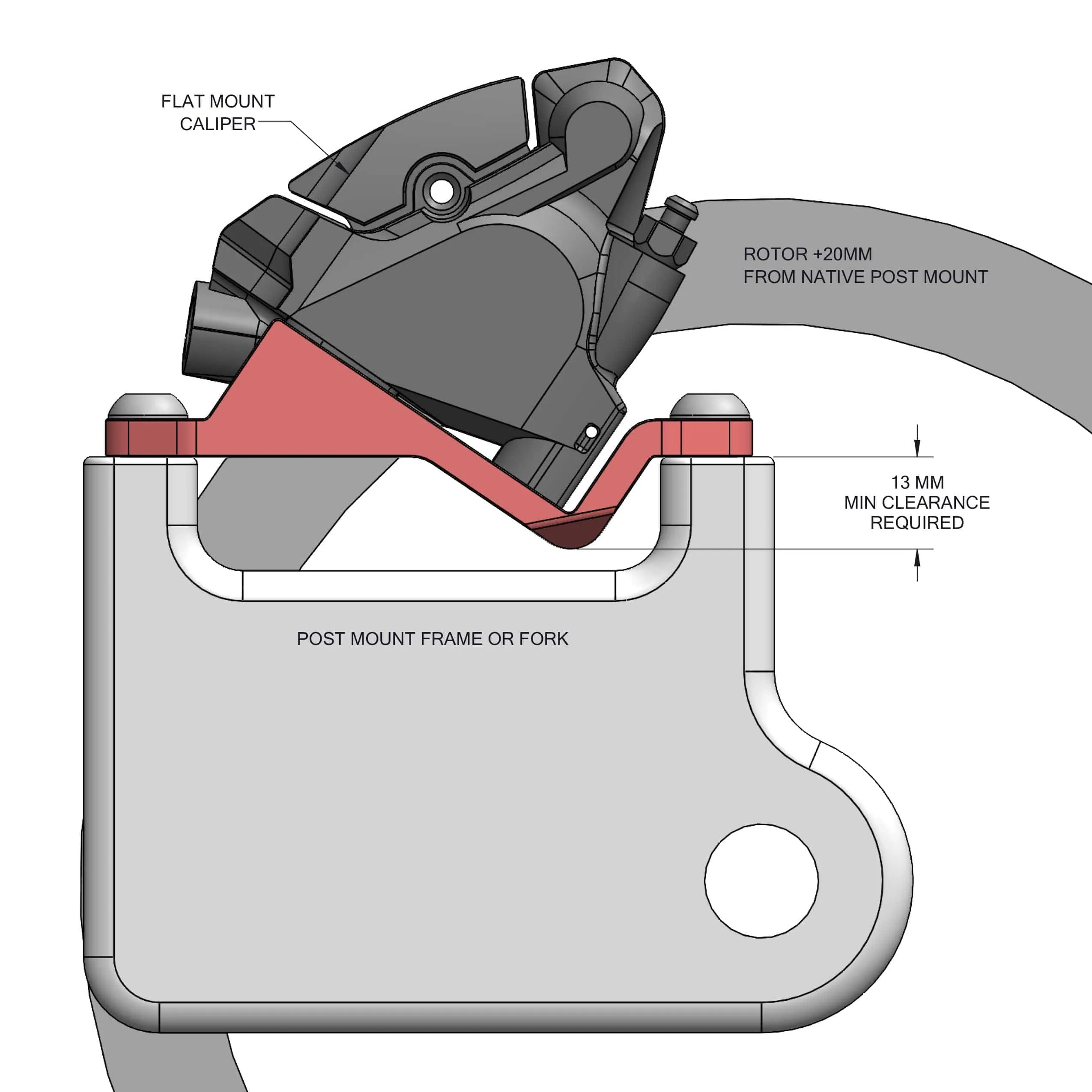 Post to Flat Mount Brake Adapter