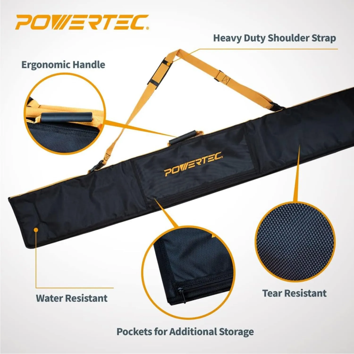 POWERTEC 110" Track Saw Guide Rail Connector Set with Protective Bag for DeWalt Track Saws | Includes 2x55" Aluminum Extruded Guide Rails and (1) Guide Rail Connector for Woodworking Projects (71961)