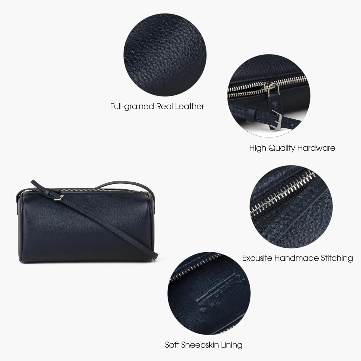 Premium Full-Grained Leather Crossbody Purses for Women, Hobo Bags for Women Crossbody with Adjustable Strap