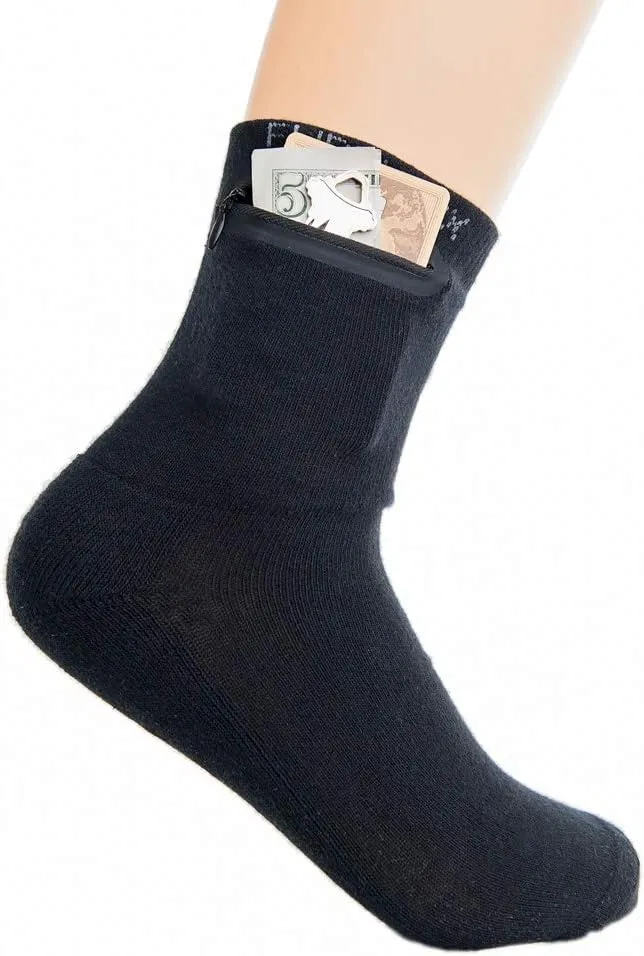 Premium Pick Pocket Proof Anti Theft Sock Wallets with Rugged Zipper and Hidden Pocket - Travelers, Bikers, Runners