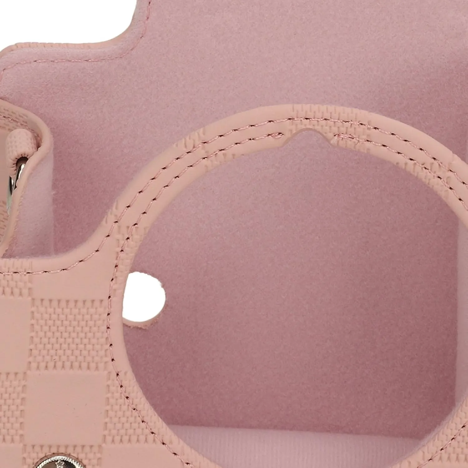 PU Leather Camera Bag Protective Case for Mini 12 with Removable Top Cover Adjustable Shoulder Strap Vintage Checkerboard Print Design (Pink)