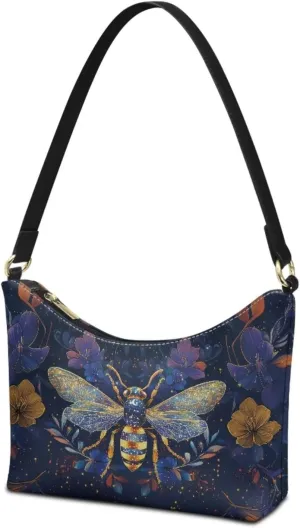 PU Leather Underarm Shoulder Bag Small Zipper Hobo Bags for Women Crescent Tote Bag for Date Travel Shopping