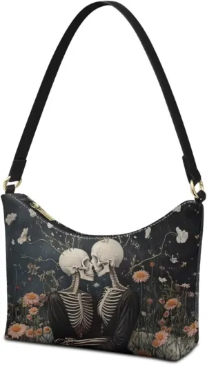 PU Leather Underarm Shoulder Bag Small Zipper Hobo Bags for Women Crescent Tote Bag for Date Travel Shopping