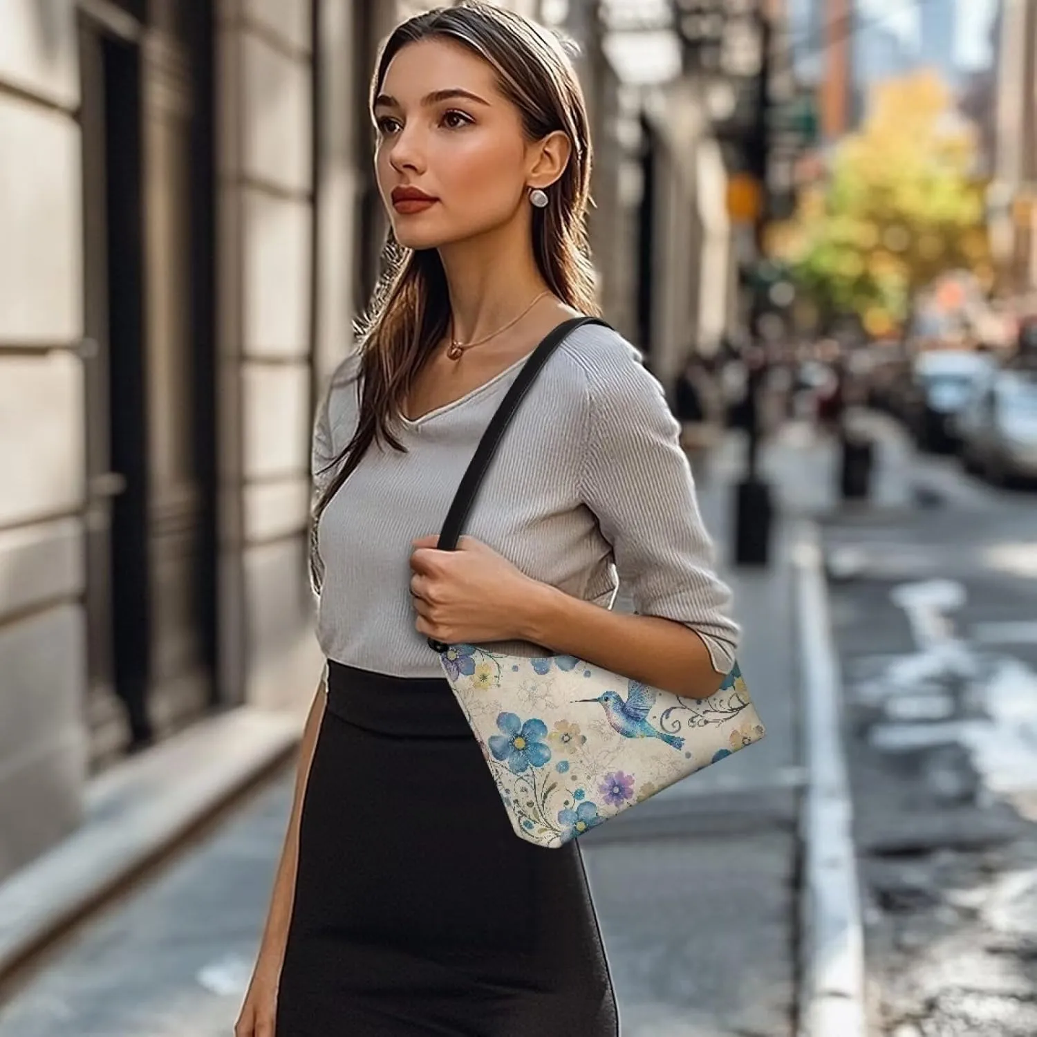 PU Leather Underarm Shoulder Bag Small Zipper Hobo Bags for Women Crescent Tote Bag for Date Travel Shopping