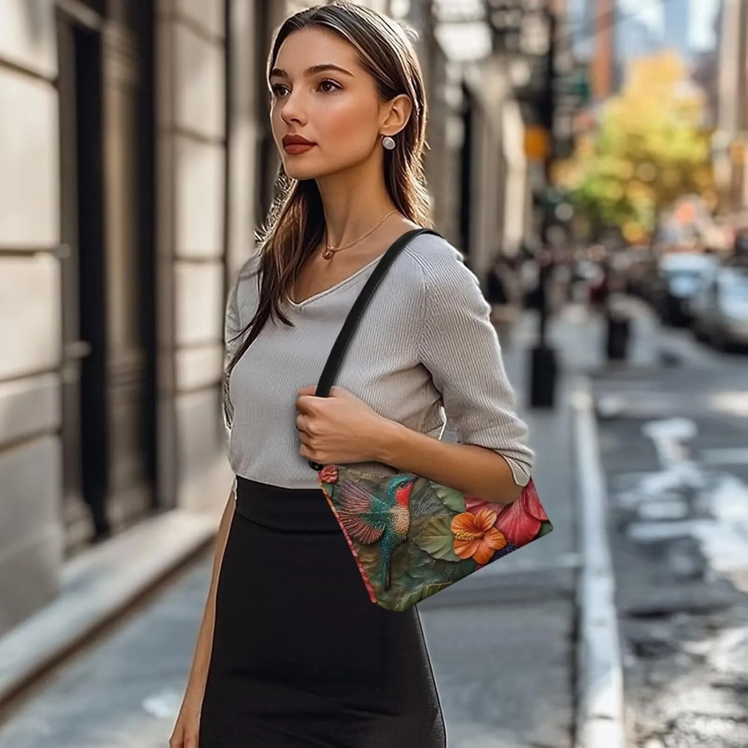 PU Leather Underarm Shoulder Bag Small Zipper Hobo Bags for Women Crescent Tote Bag for Date Travel Shopping