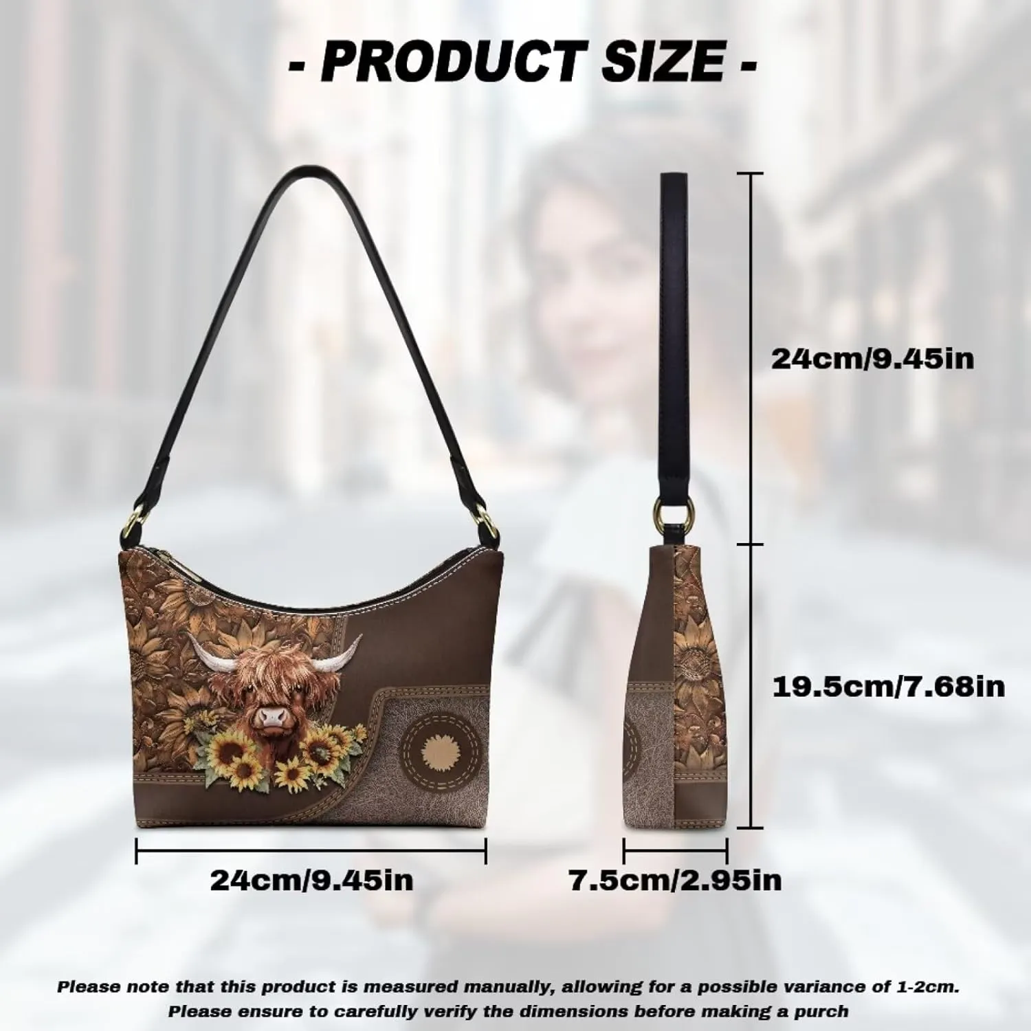 PU Leather Underarm Shoulder Bag Small Zipper Hobo Bags for Women Crescent Tote Bag for Date Travel Shopping