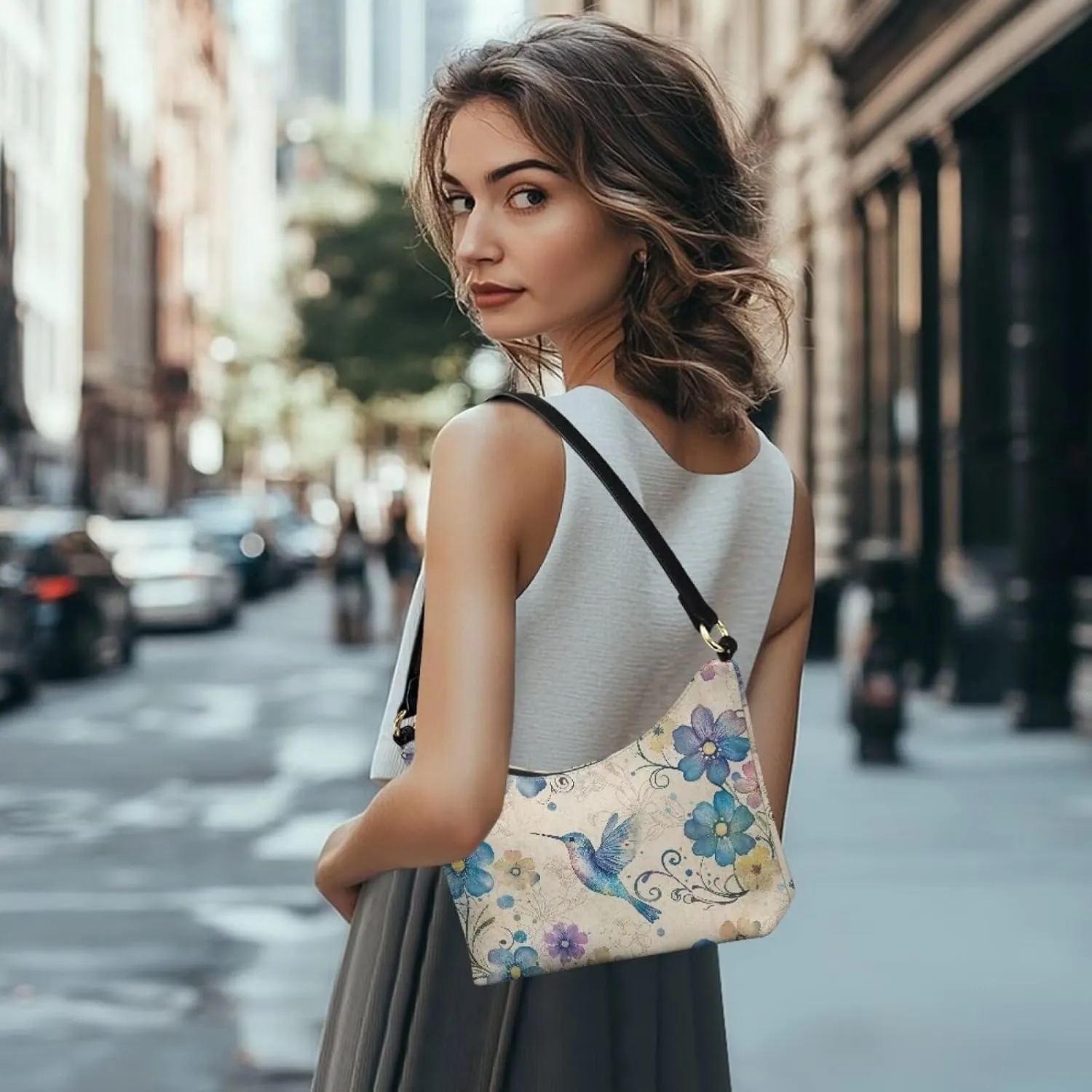 PU Leather Underarm Shoulder Bag Small Zipper Hobo Bags for Women Crescent Tote Bag for Date Travel Shopping