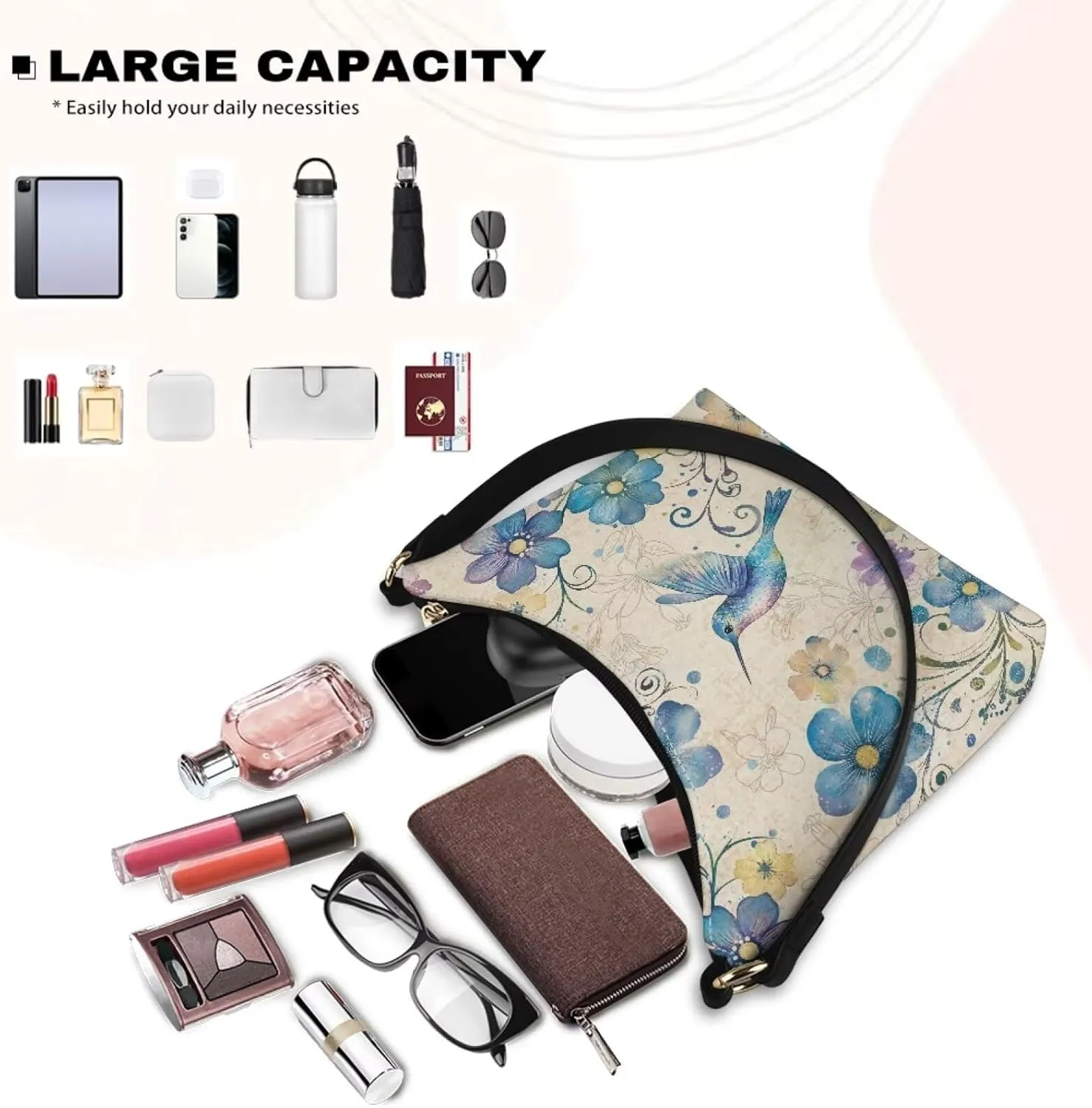 PU Leather Underarm Shoulder Bag Small Zipper Hobo Bags for Women Crescent Tote Bag for Date Travel Shopping