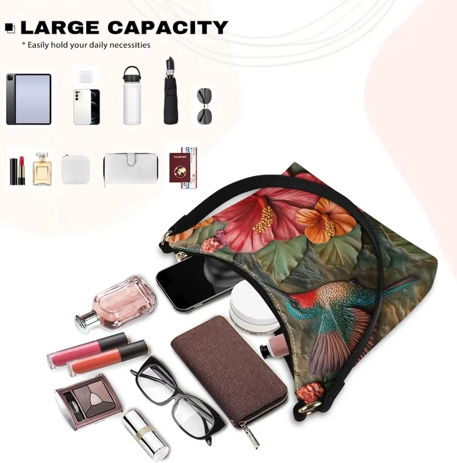 PU Leather Underarm Shoulder Bag Small Zipper Hobo Bags for Women Crescent Tote Bag for Date Travel Shopping