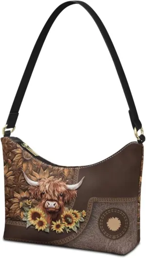 PU Leather Underarm Shoulder Bag Small Zipper Hobo Bags for Women Crescent Tote Bag for Date Travel Shopping