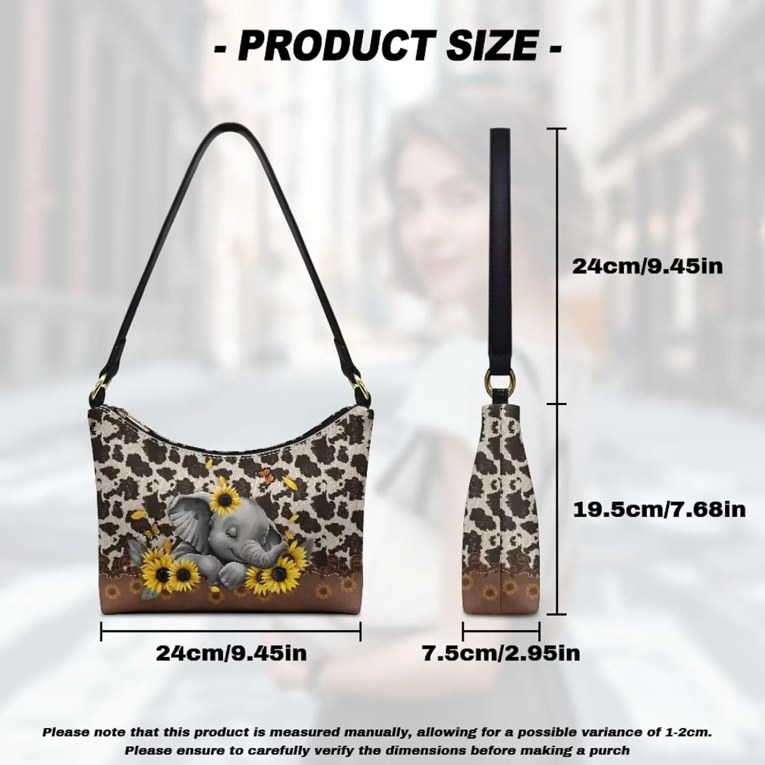 PU Leather Underarm Shoulder Bag Small Zipper Hobo Bags for Women Crescent Tote Bag for Date Travel Shopping