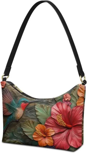 PU Leather Underarm Shoulder Bag Small Zipper Hobo Bags for Women Crescent Tote Bag for Date Travel Shopping