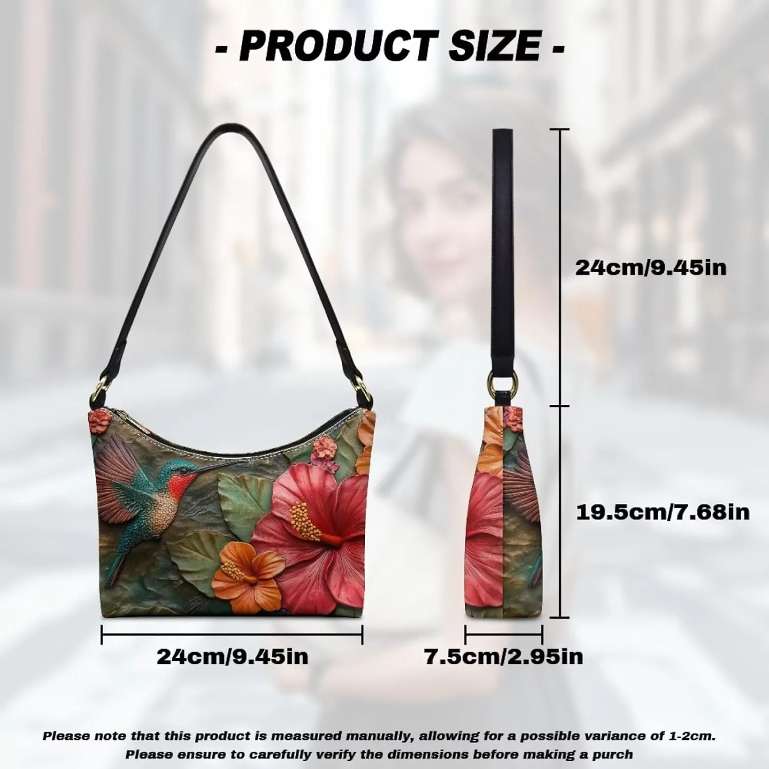 PU Leather Underarm Shoulder Bag Small Zipper Hobo Bags for Women Crescent Tote Bag for Date Travel Shopping