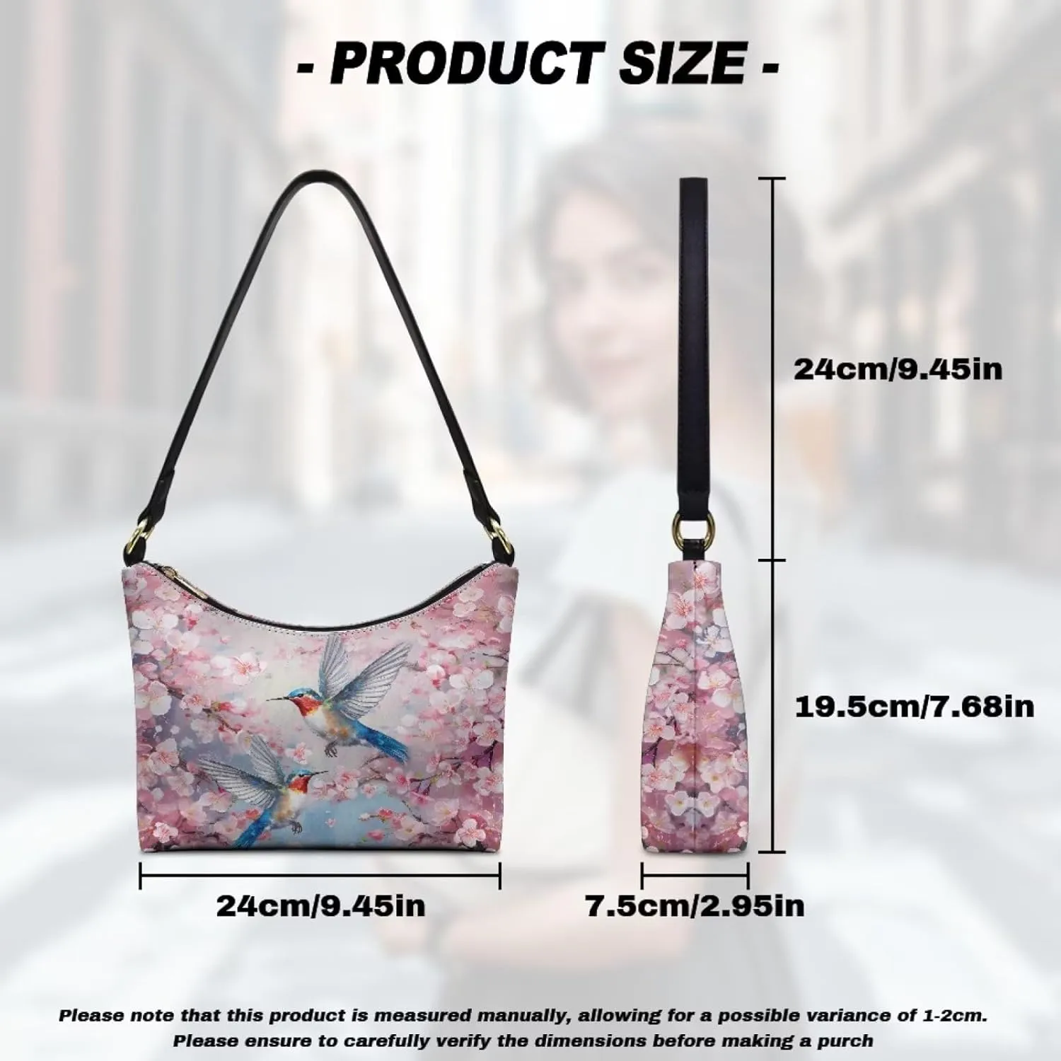 PU Leather Underarm Shoulder Bag Small Zipper Hobo Bags for Women Crescent Tote Bag for Date Travel Shopping
