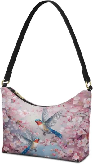PU Leather Underarm Shoulder Bag Small Zipper Hobo Bags for Women Crescent Tote Bag for Date Travel Shopping