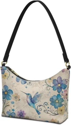 PU Leather Underarm Shoulder Bag Small Zipper Hobo Bags for Women Crescent Tote Bag for Date Travel Shopping