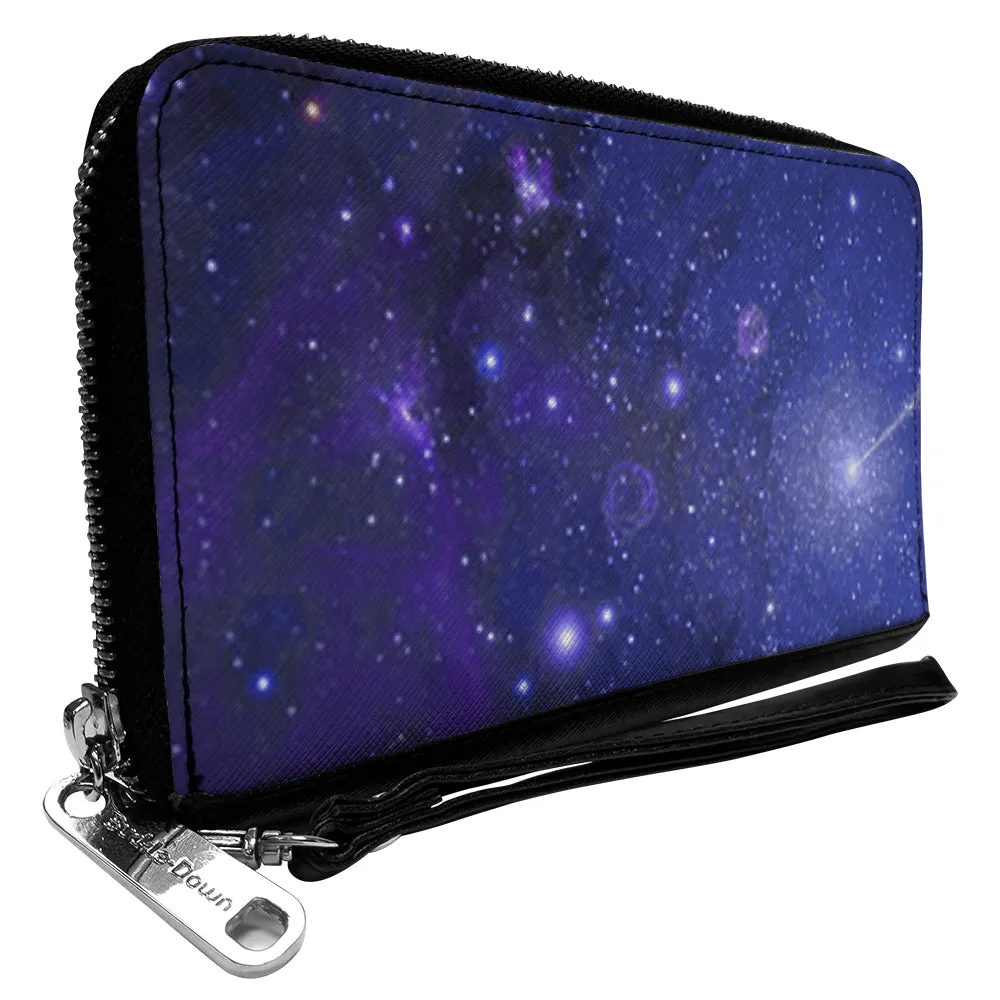 PU Zip Around Wallet Rectangle - Galaxy Blues/Purples