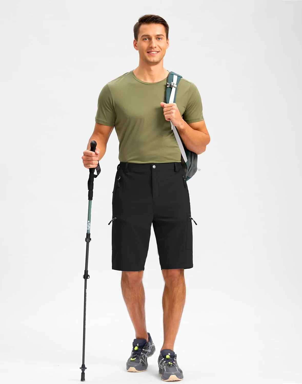 Pudolla Men's Hiking Shorts 11" Lightweight Cargo Work Shorts for Men Summer Travel Golf Casual Outdoor with 5 Pockets