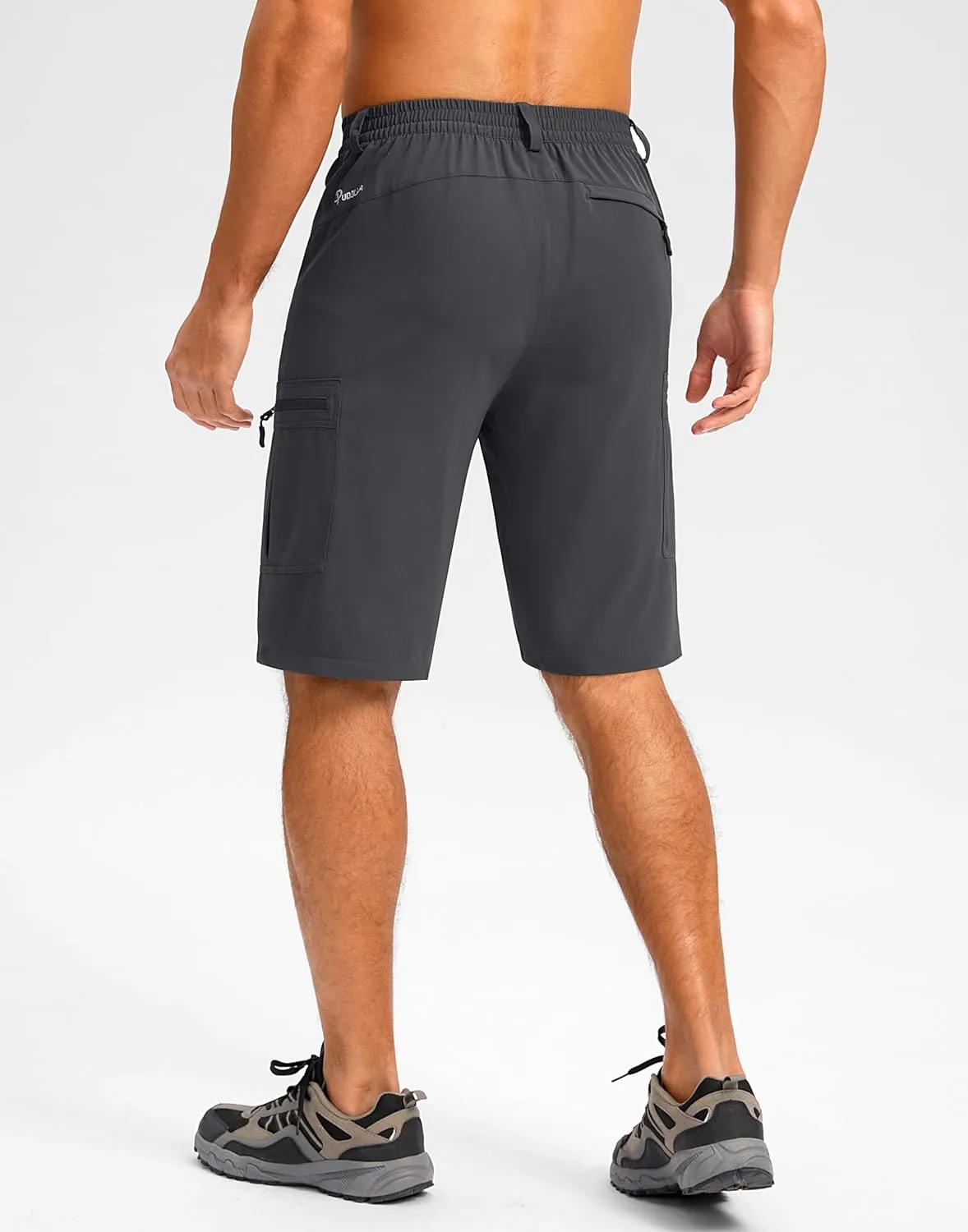 Pudolla Men's Hiking Shorts 11" Lightweight Cargo Work Shorts for Men Summer Travel Golf Casual Outdoor with 5 Pockets